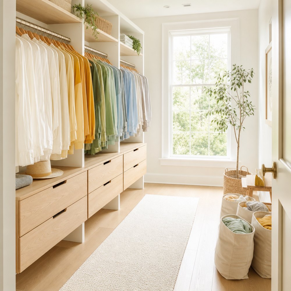 Primary closet, Brentwood — organized by Clara Luz Organizing